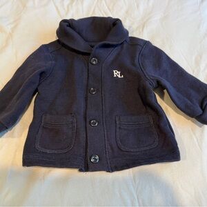 Ralph Lauren Baby Boy Button Cardigan - Navy Blue 3 Months